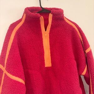 Altar’D State Fleece Half-Zip Jacket - Pink with Orange Trim